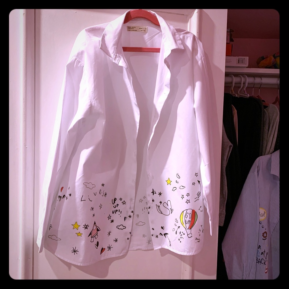 Girls button down white cotton shirt...